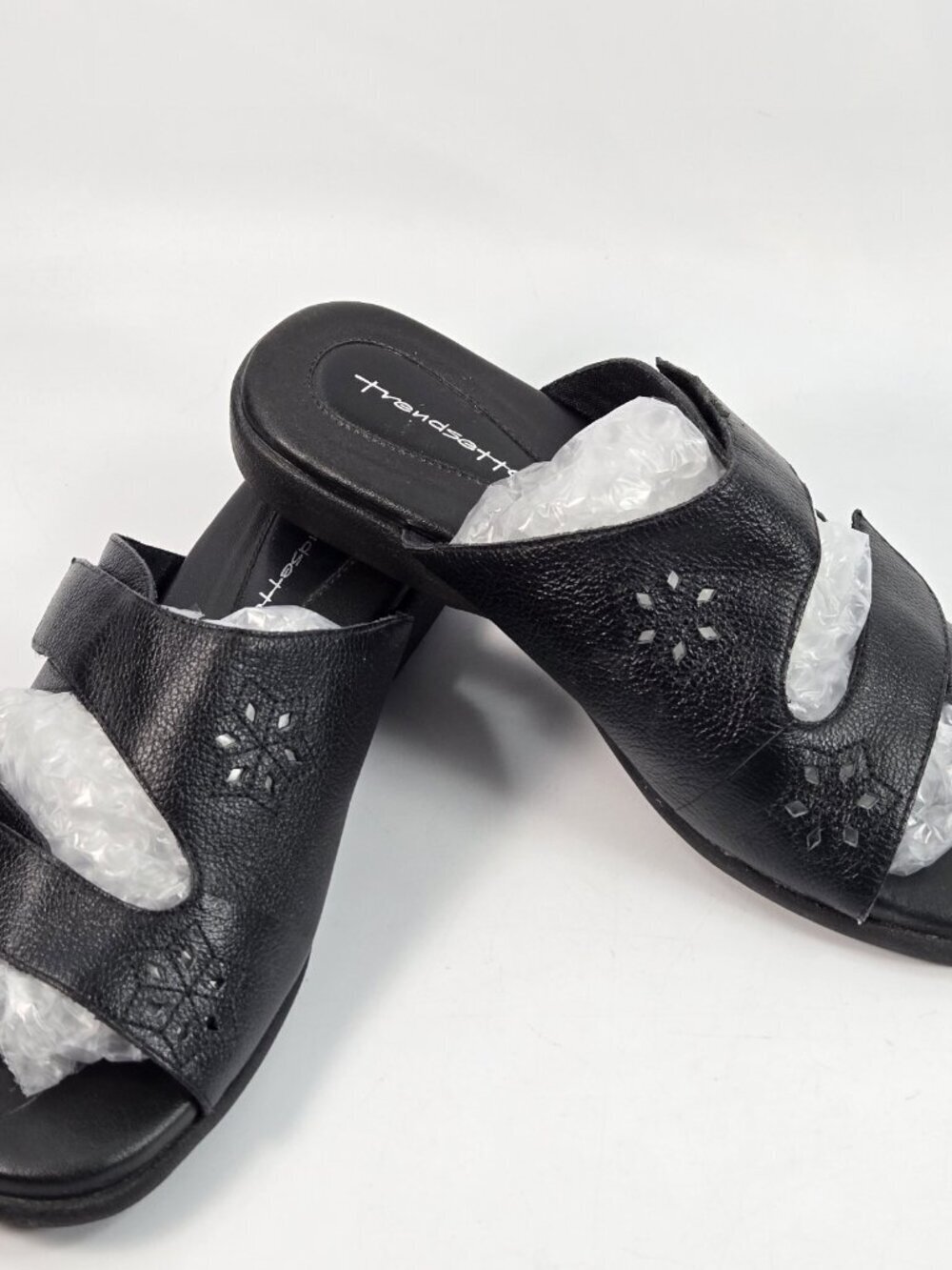 Black Leather Sandals Wide Strap Comfort Casual Made in Brazil